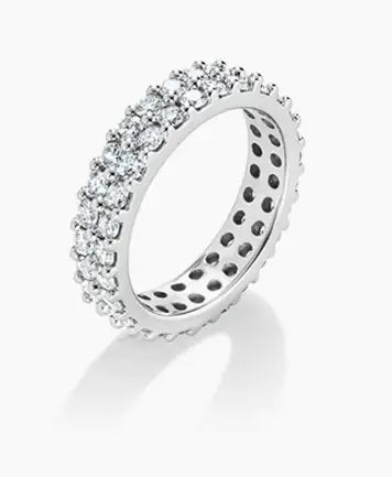 Double Row lab grown diamond Eternity Ring set in Platinum