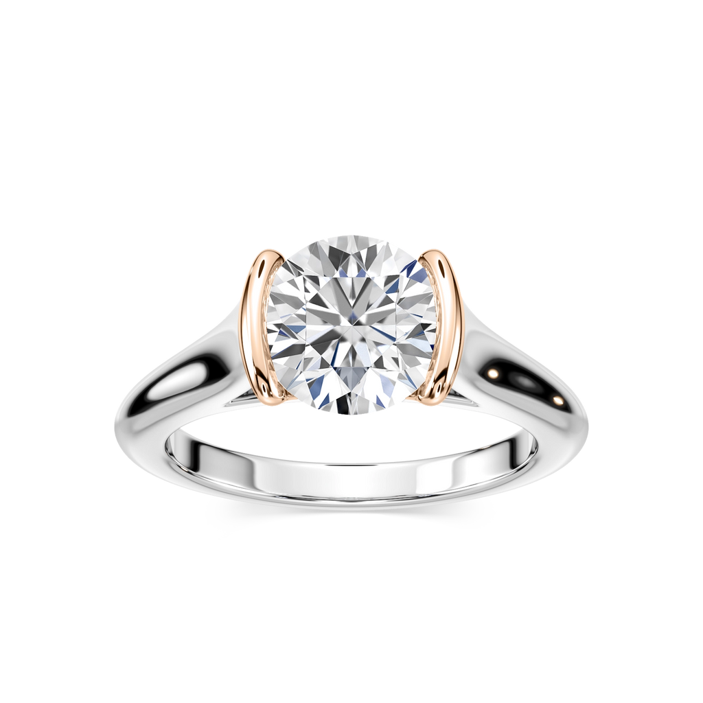 Audrey Round Lab Grown Diamond Half Bezel Solitaire Engagement Ring
