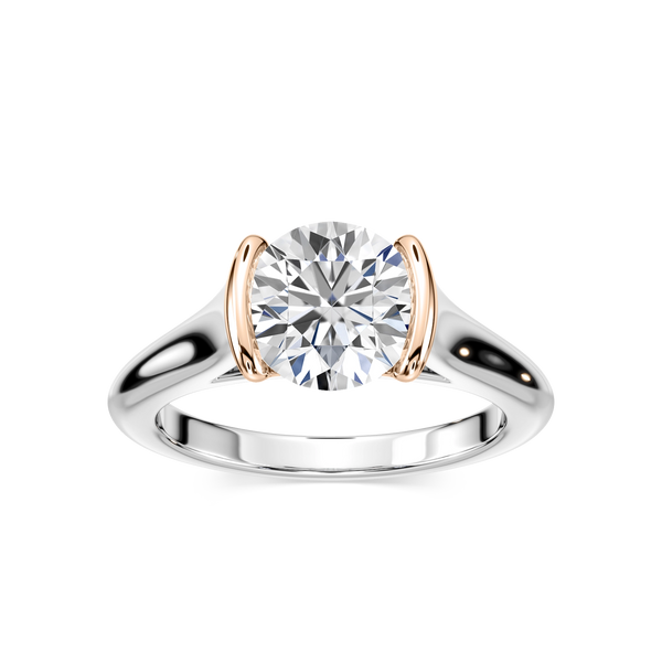 Audrey Round Lab Grown Diamond Half Bezel Solitaire Engagement Ring
