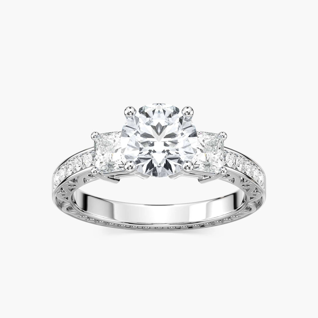 Julie Round Lab Grown Diamond Channel Three Engagement Ring