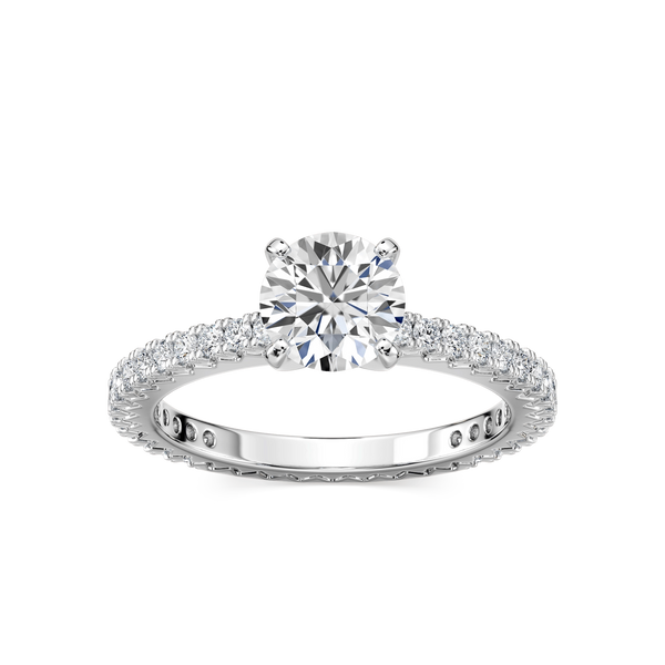 Marilyn Lab Grown Diamond Prong Set with Sculpted Eternity Profile Side Stone Engagement Ring