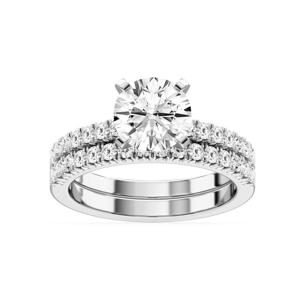 Marilyn Lab Grown Diamond Three Quarter Prong Engraved Wedding Set