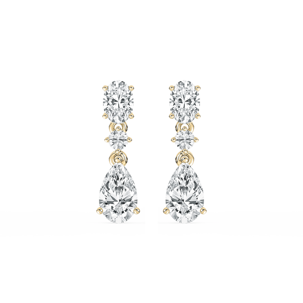 1 ²/₃ ctw Oval and Pear Lab Grown Diamond Trio Drop Earrings - MiaDonna