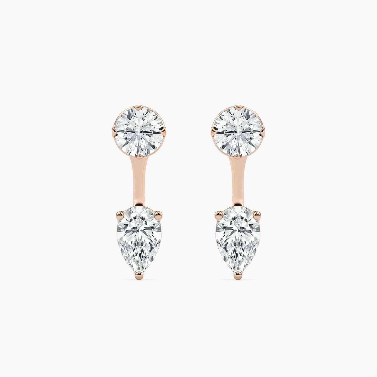 1 ctw Lab Grown Diamond Round Studs and Pear Earring Jacket Set