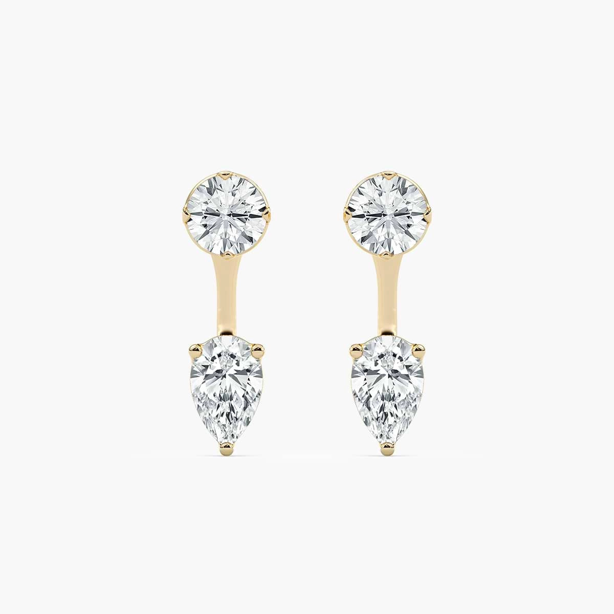 1 ctw Lab Grown Diamond Round Studs and Pear Earring Jacket Set
