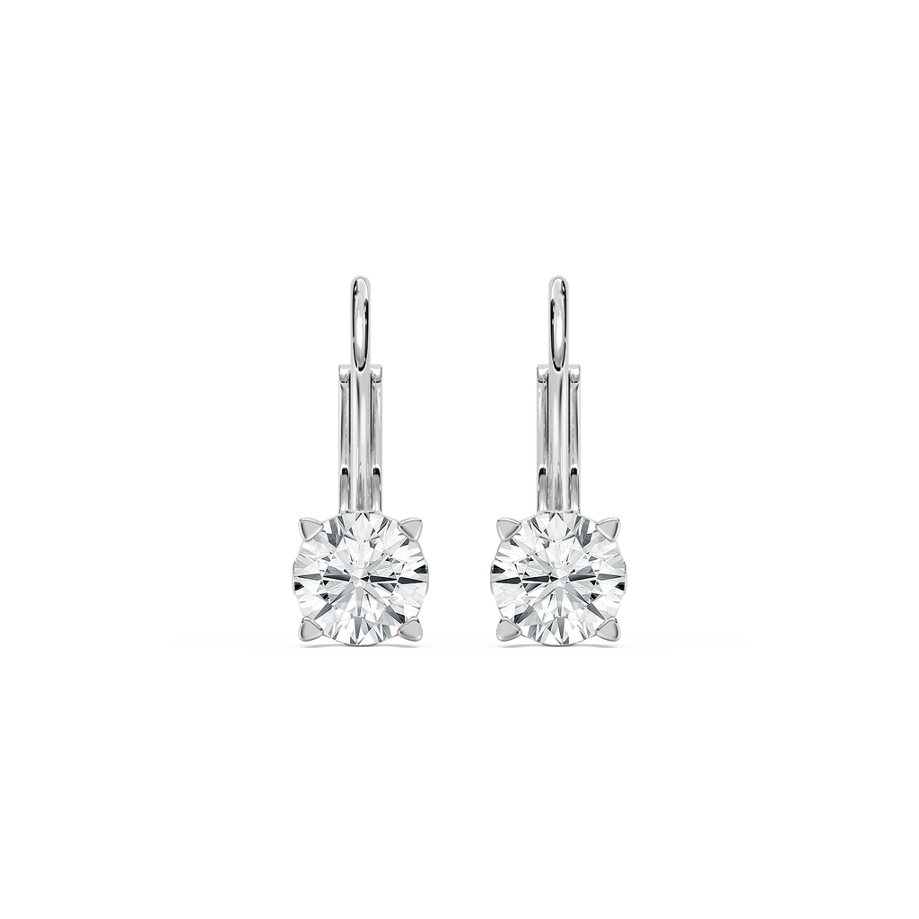 Round Grown Diamond Filigree Scroll Leverback Drop Earrings