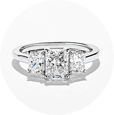 conflict free three stone engagement ring