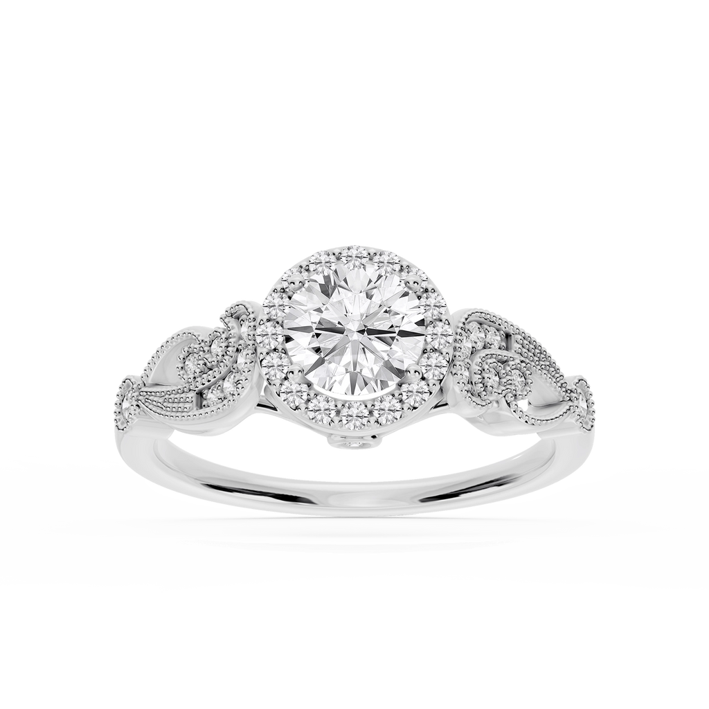 Freya Lab Grown Diamond Halo Vintage Filigree Wedding Set