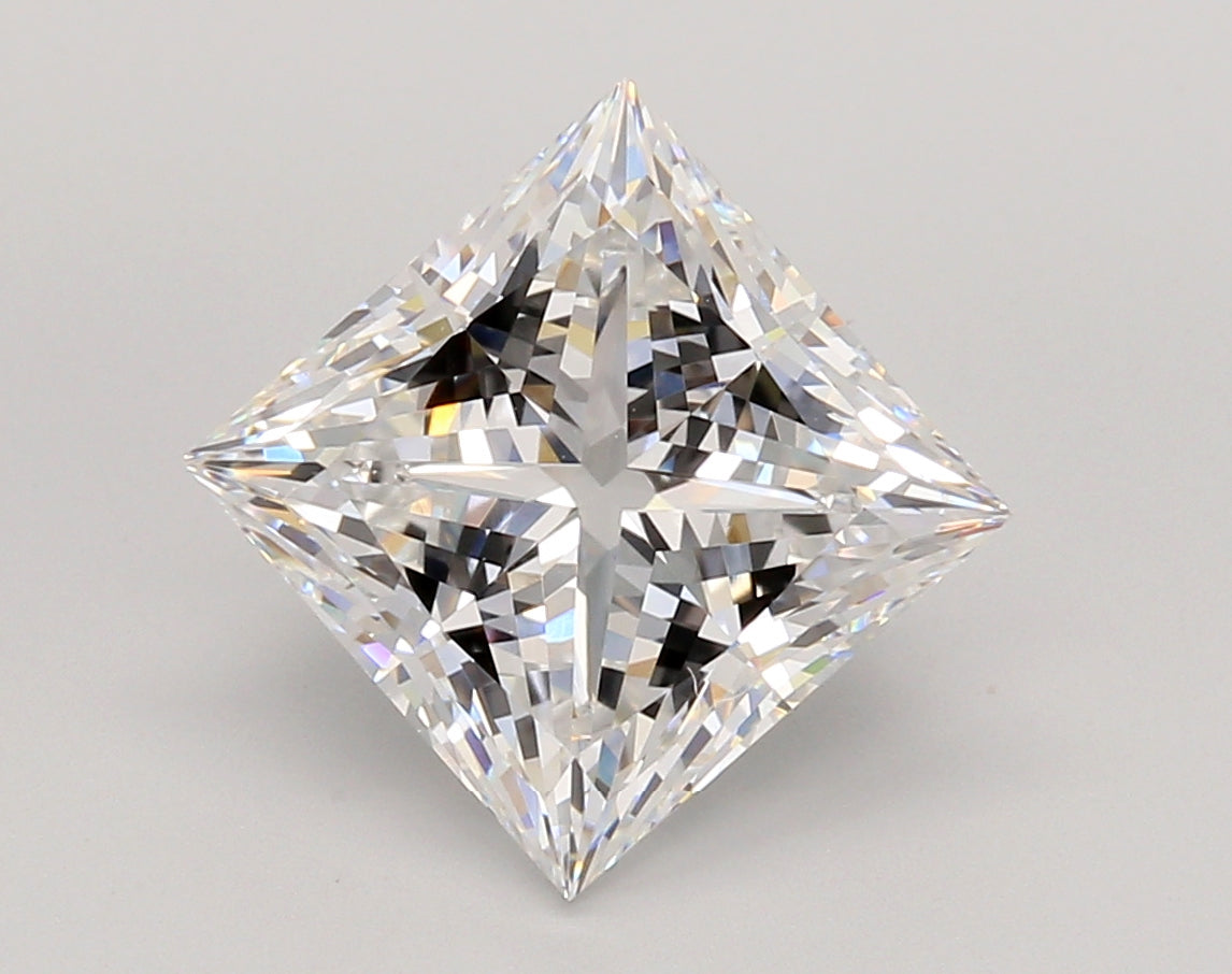 4.04 Carat Princess Shaped, Ideal Cut, E Color, VVS2 Clarity, IGI Certified Lab Grown Diamond