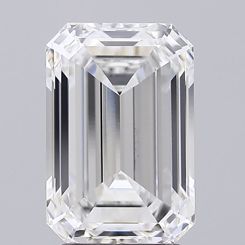 3.08 Carat Emerald Shaped, Ideal Cut, F Color, VVS2 Clarity, IGI Certified Lab Grown Diamond
