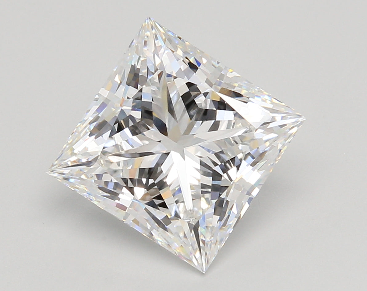 5.07 Carat Princess Shaped, Ideal Cut, E Color, VS1 Clarity, IGI Certified Lab Grown Diamond