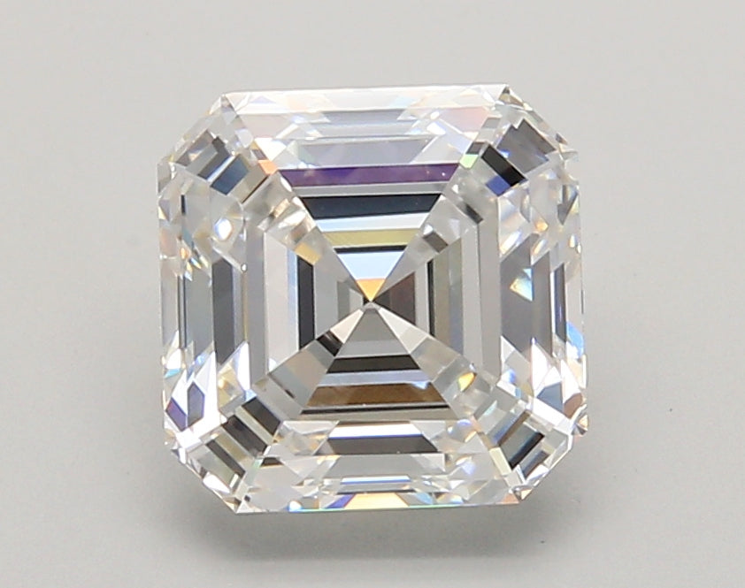 3.04 Carat Asscher Shaped, Ideal Cut, E Color, VS1 Clarity, IGI Certified Lab Grown Diamond
