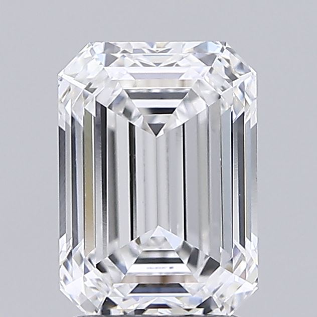 2.07 Carat Emerald Shaped, Ideal Cut, D Color, VVS2 Clarity, IGI Certified Lab Grown Diamond