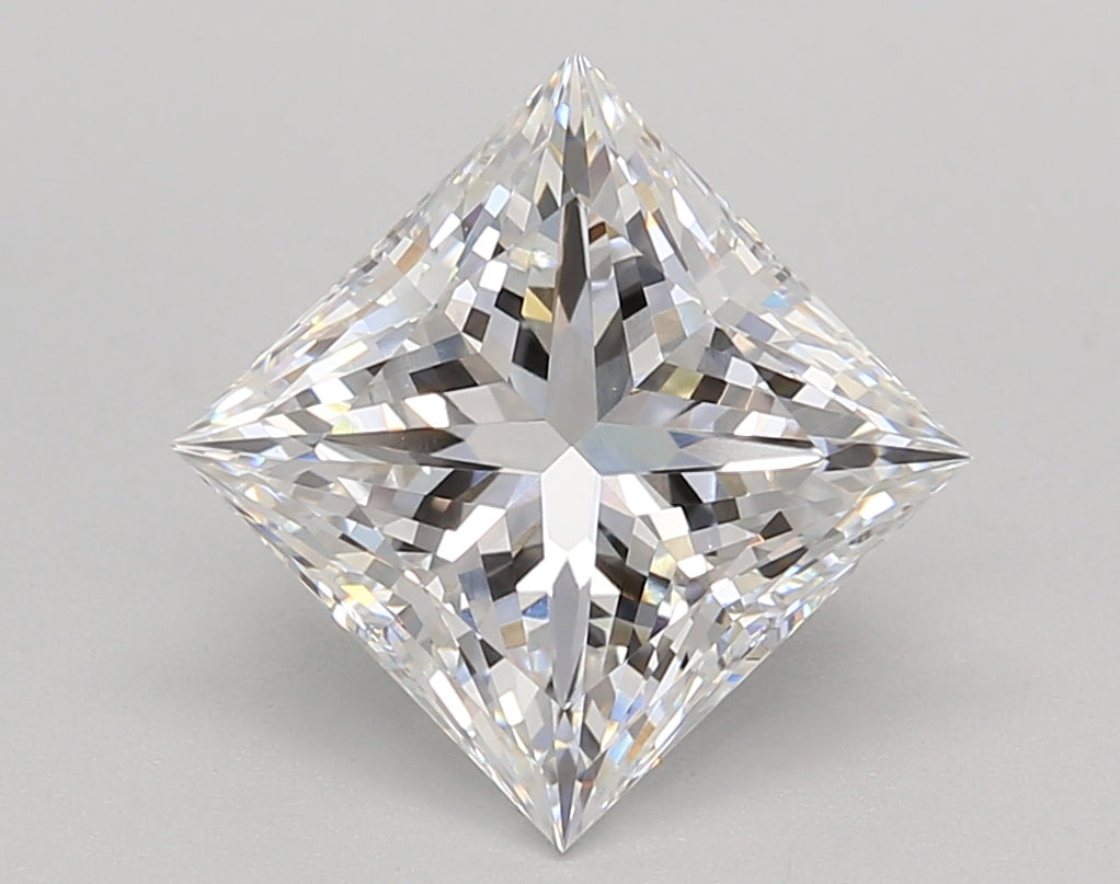 3.02 Carat Princess Shaped, Ideal Cut, D Color, VVS2 Clarity, IGI Certified Lab Grown Diamond