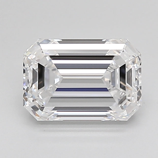 1.55 Carat Emerald Shaped, Ideal Cut, D Color, VVS2 Clarity, IGI Certified Lab Grown Diamond