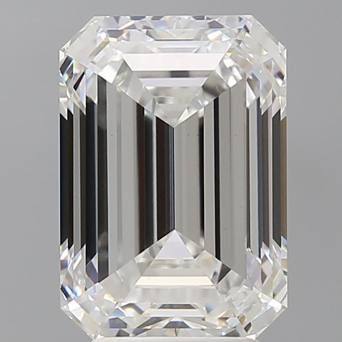 4.58 Carat Emerald Shaped, Ideal Cut, F Color, VVS2 Clarity, IGI Certified Lab Grown Diamond