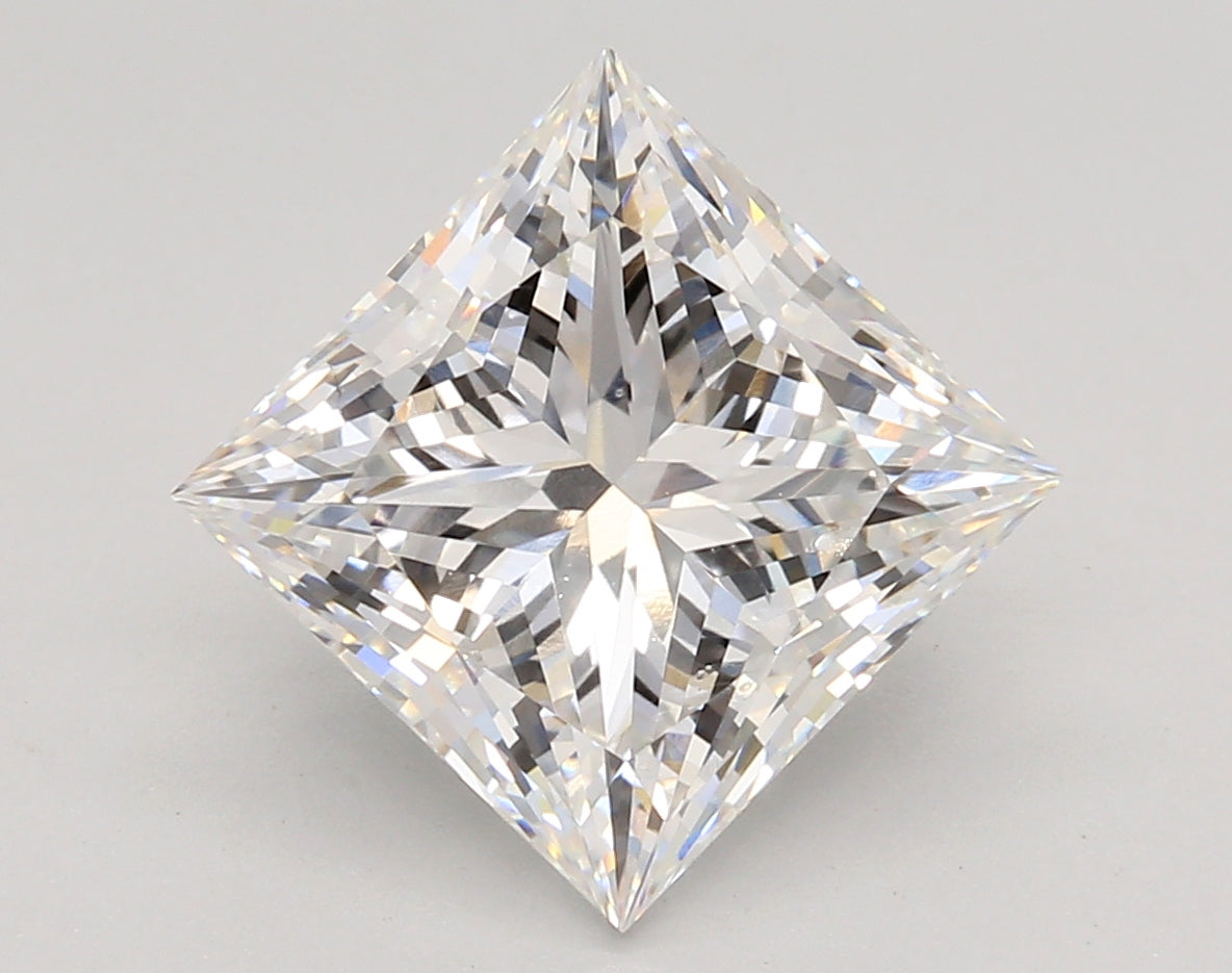 5.08 Carat Princess Shaped, Ideal Cut, E Color, VVS2 Clarity, IGI Certified Lab Grown Diamond