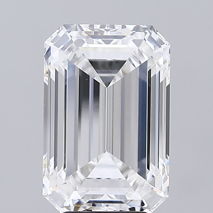 5.07 Carat Emerald Shaped, Ideal Cut, E Color, VVS2 Clarity, IGI Certified Lab Grown Diamond