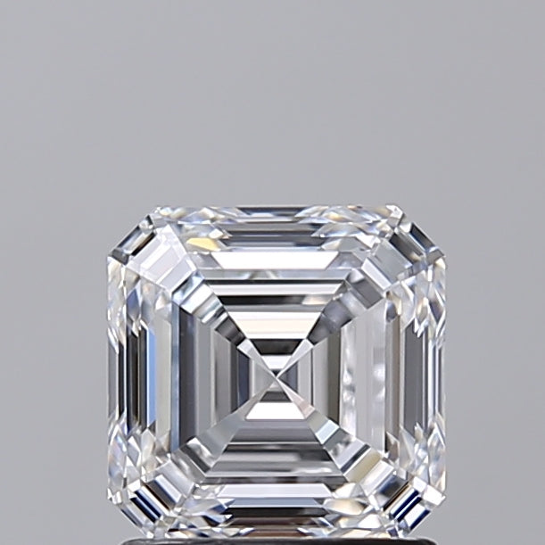 1.50 Carat Asscher Shaped, Very Good Cut, D Color, VVS2 Clarity, IGI Certified Lab Grown Diamond