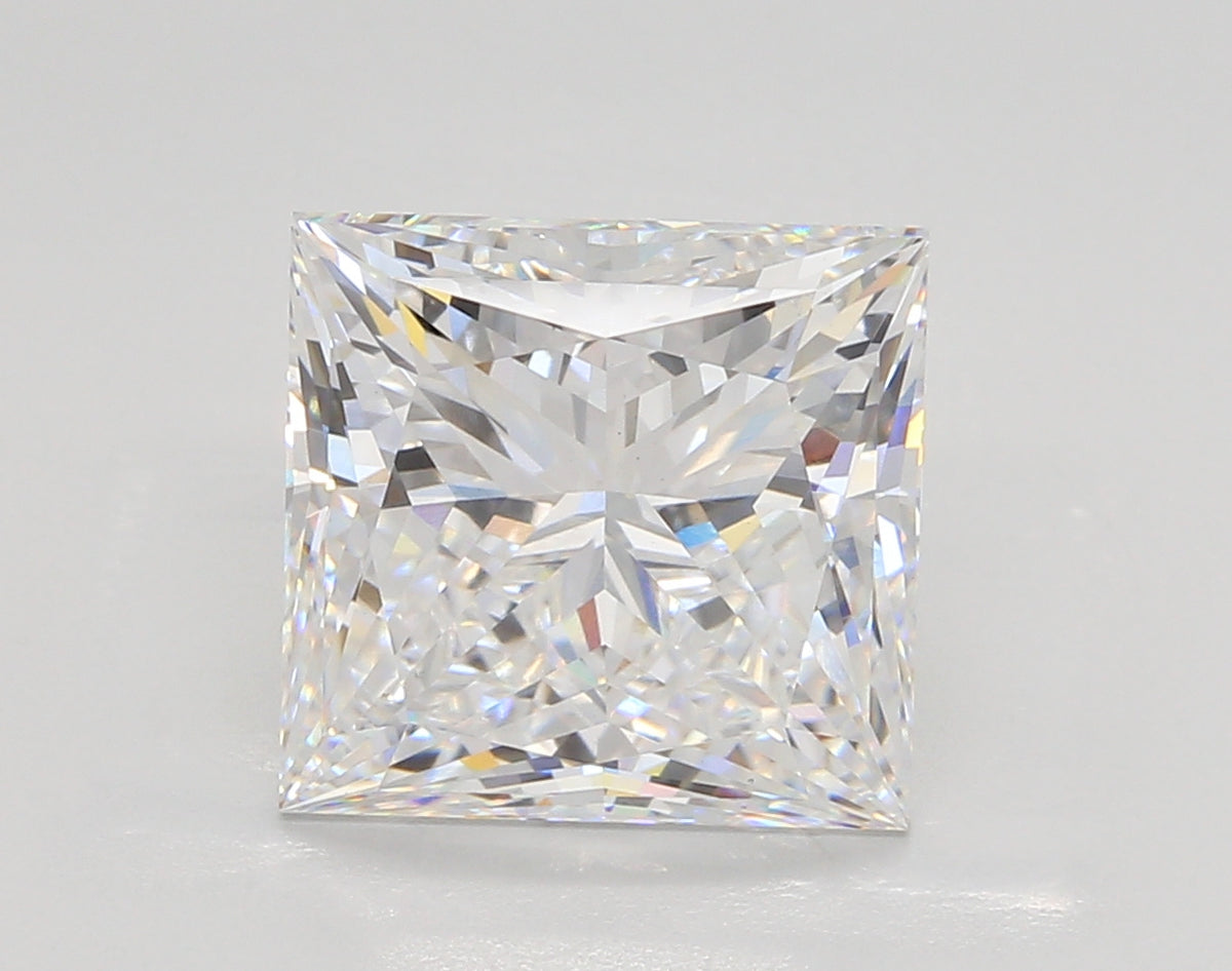 5.59 Carat Princess Shaped, Ideal Cut, D Color, VS1 Clarity, IGI Certified Lab Grown Diamond