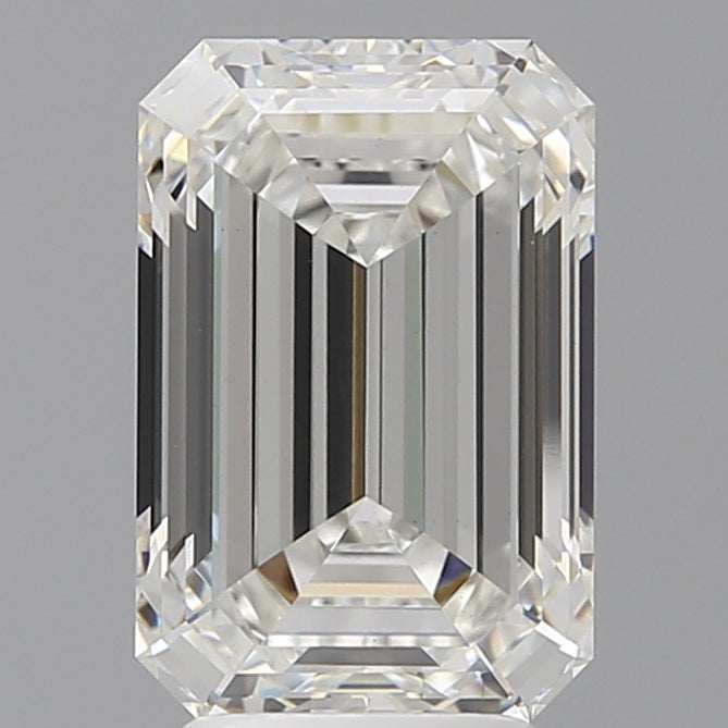 4.09 Carat Emerald Shaped, Ideal Cut, F Color, VVS2 Clarity, IGI Certified Lab Grown Diamond