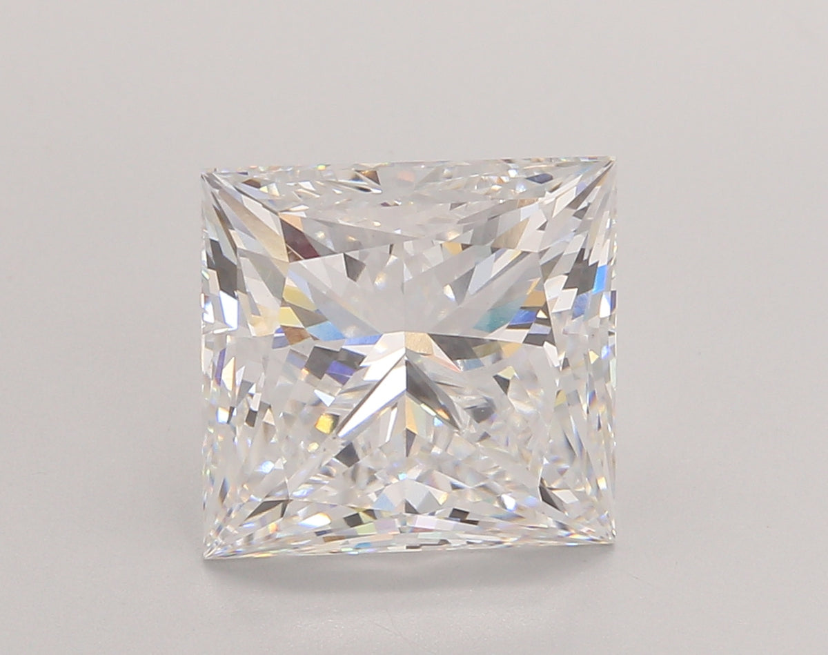 5.54 Carat Princess Shaped, Ideal Cut, E Color, VS1 Clarity, IGI Certified Lab Grown Diamond
