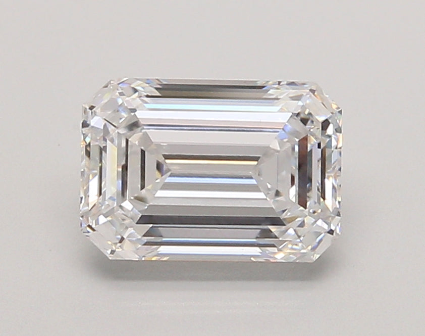 2.05 Carat Emerald Shaped, Ideal Cut, D Color, VVS2 Clarity, IGI Certified Lab Grown Diamond