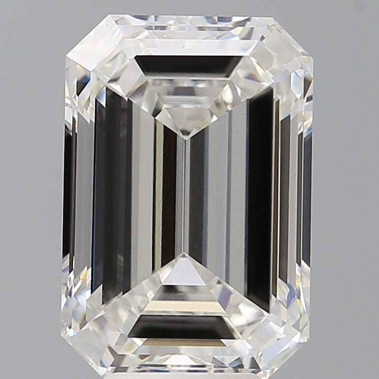6.59 Carat Emerald Shaped, Ideal Cut, F Color, VVS2 Clarity, IGI Certified Lab Grown Diamond