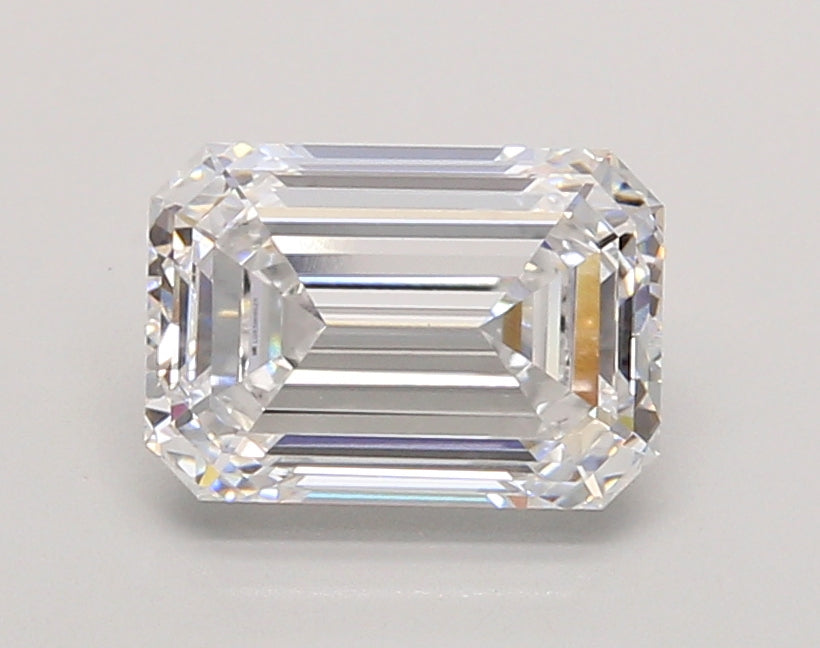 2.05 Carat Emerald Shaped, Ideal Cut, D Color, VVS2 Clarity, IGI Certified Lab Grown Diamond