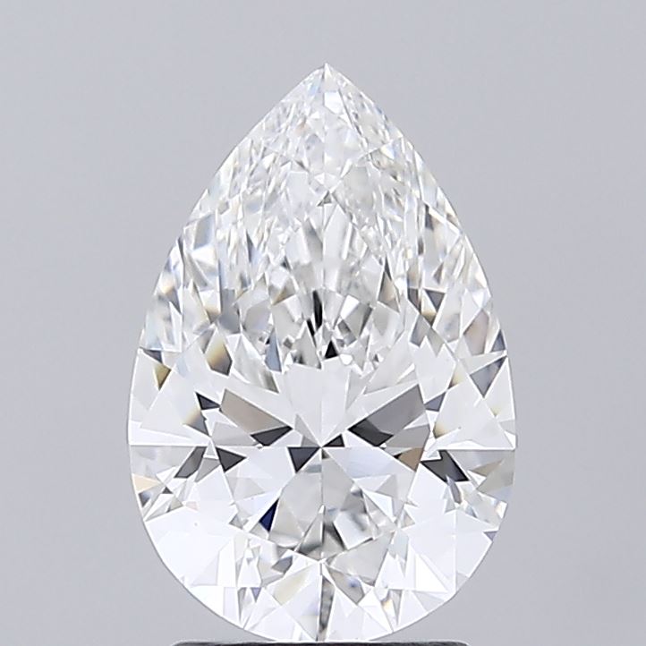 2.07 Carat Pear Shaped, Ideal Cut, F Color, VVS2 Clarity, IGI Certified Lab Grown Diamond