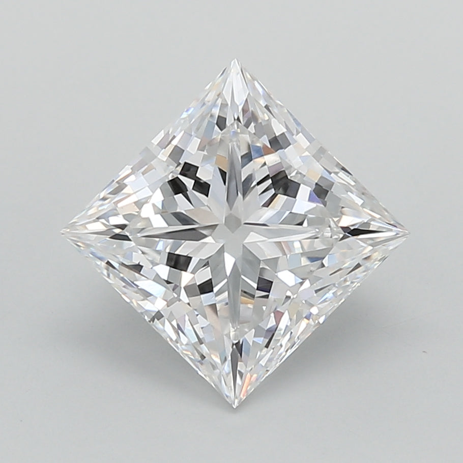 2.53 Carat Princess Shaped, Ideal Cut, E Color, VVS2 Clarity, IGI Certified Lab Grown Diamond