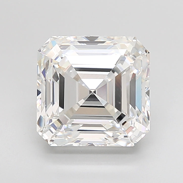 5.02 Carat Asscher Shaped, Excellent Cut, F Color, VVS2 Clarity, IGI Certified Lab Grown Diamond