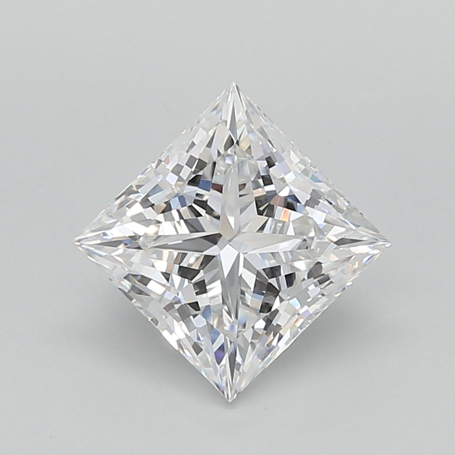 2.06 Carat Princess Shaped, Ideal Cut, D Color, VS1 Clarity, IGI Certified Lab Grown Diamond