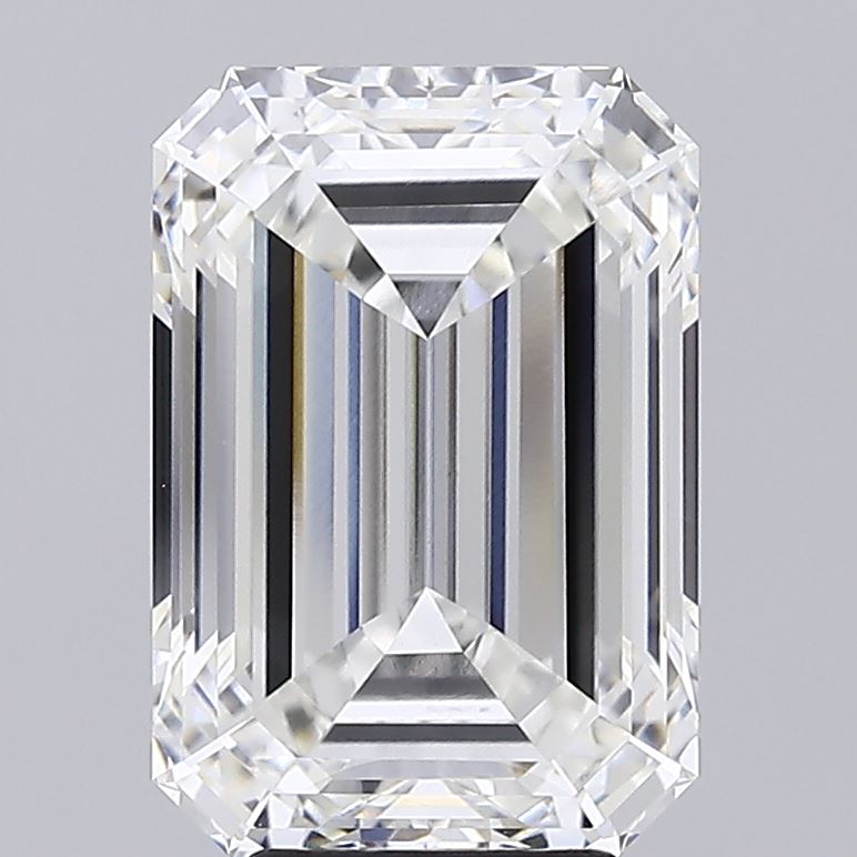 6.04 Carat Emerald Shaped, Ideal Cut, F Color, VVS2 Clarity, IGI Certified Lab Grown Diamond