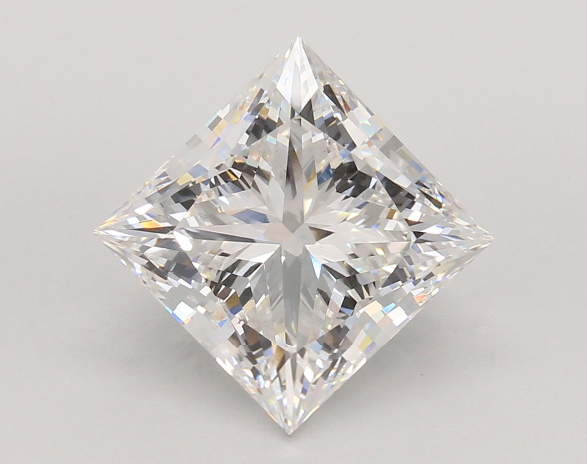 5.02 Carat Princess Shaped, Ideal Cut, E Color, VVS2 Clarity, IGI Certified Lab Grown Diamond