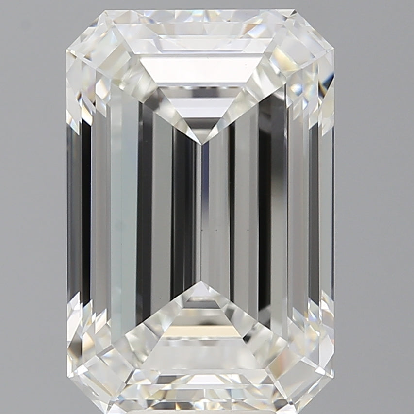 9.09 Carat Emerald Shaped, Ideal Cut, F Color, VVS2 Clarity, IGI Certified Lab Grown Diamond