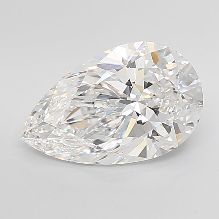 5.01 Carat Pear Shaped, Ideal Cut, F Color, VVS2 Clarity, IGI Certified Lab Grown Diamond