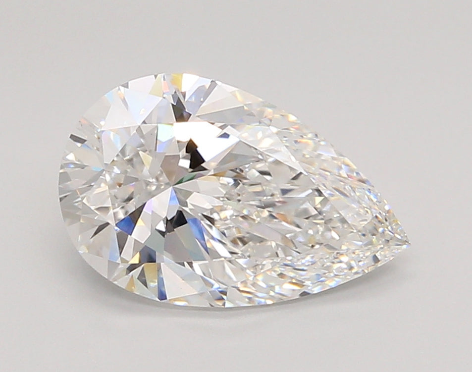 2.55 Carat Pear Shaped, Ideal Cut, D Color, VVS2 Clarity, IGI Certified Lab Grown Diamond