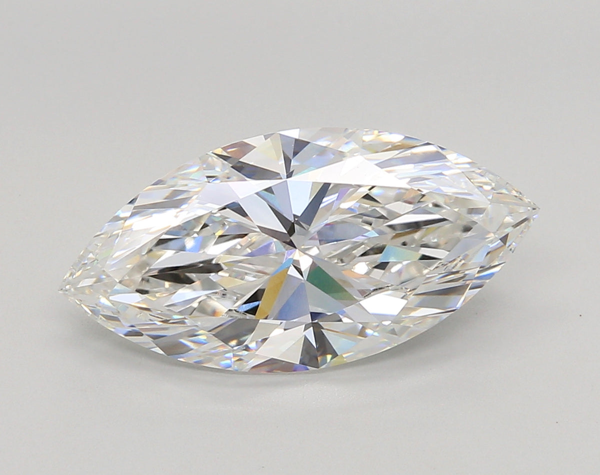 5.02 Carat Marquise Shaped, Ideal Cut, F Color, VVS1 Clarity, IGI Certified Lab Grown Diamond