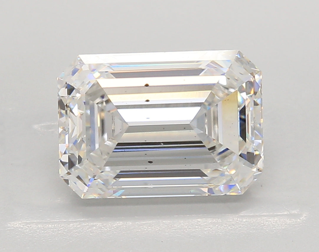 4.06 Carat Emerald Shaped, Ideal Cut, F Color, SI1 Clarity, IGI Certified Lab Grown Diamond