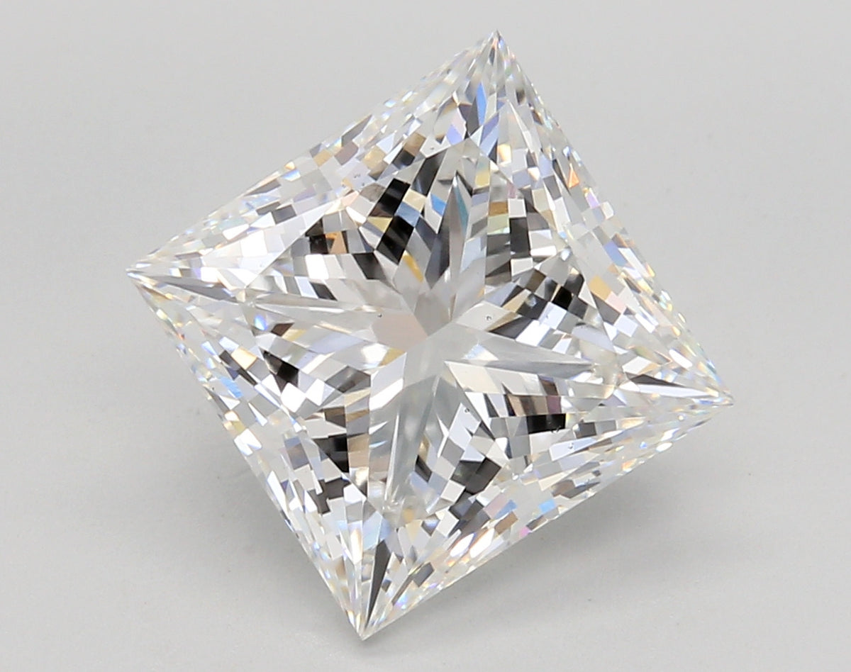 5.59 Carat Princess Shaped, Ideal Cut, E Color, VS2 Clarity, IGI Certified Lab Grown Diamond