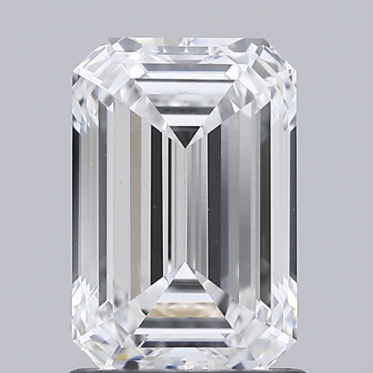 1.60 Carat Emerald Shaped, Ideal Cut, D Color, VVS2 Clarity, IGI Certified Lab Grown Diamond