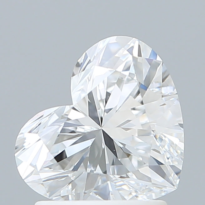 1.58 Carat Heart Shaped, Ideal Cut, D Color, VVS2 Clarity, IGI Certified Lab Grown Diamond