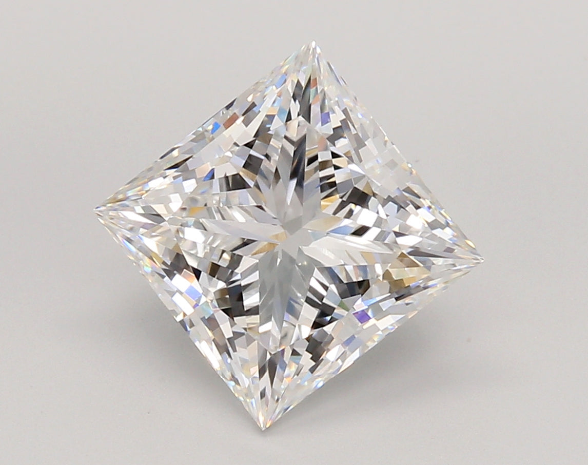 4.03 Carat Princess Shaped, Ideal Cut, E Color, VS1 Clarity, IGI Certified Lab Grown Diamond