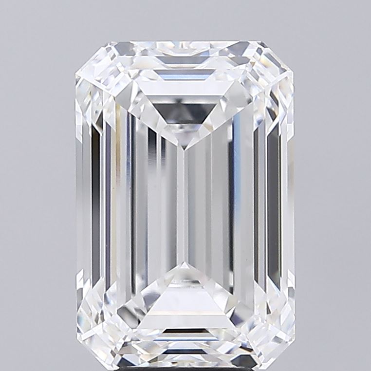 7.09 Carat Emerald Shaped, Ideal Cut, E Color, VVS2 Clarity, IGI Certified Lab Grown Diamond