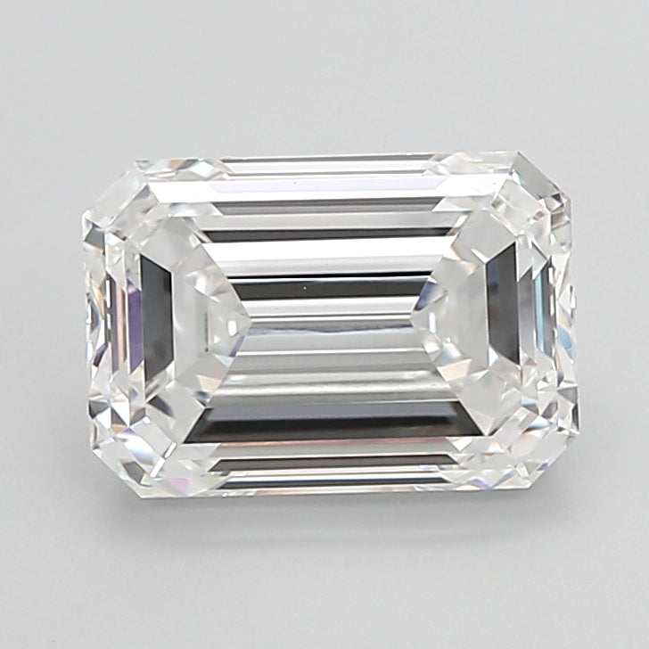 5.06 Carat Emerald Shaped, Ideal Cut, F Color, VVS2 Clarity, IGI Certified Lab Grown Diamond