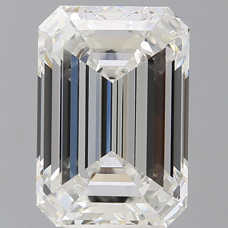 7.59 Carat Emerald Shaped, Ideal Cut, F Color, VVS2 Clarity, IGI Certified Lab Grown Diamond