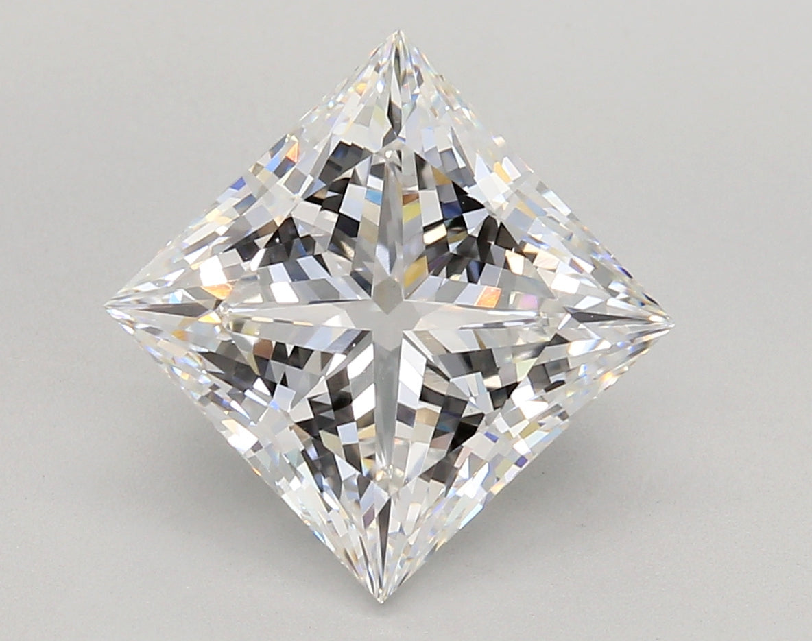 5.07 Carat Princess Shaped, Ideal Cut, E Color, VVS2 Clarity, IGI Certified Lab Grown Diamond