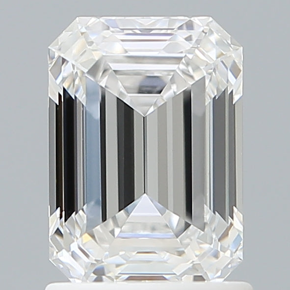 1.59 Carat Emerald Shaped, Ideal Cut, D Color, VVS2 Clarity, IGI Certified Lab Grown Diamond