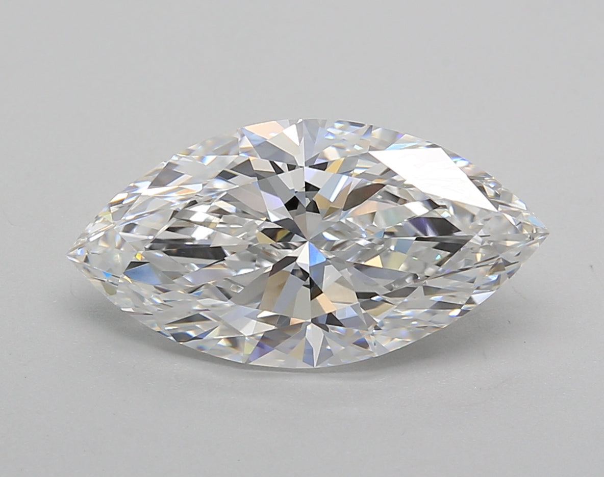 3.02 Carat Marquise Shaped, Excellent Cut, D Color, VVS2 Clarity, IGI Certified Lab Grown Diamond
